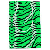 Green Tiger Animal Skin Pattern Design  ミディアムペーパーバッグ (正面)