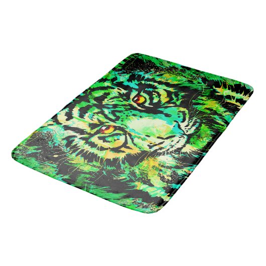 Green Tiger Bath Mat - Tiger Artwork – 野生生物 バスマット (アングル)