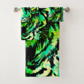Green Tiger Head - Tiger Artwork – 野生生物 バスタオルセット (インサイチュ)