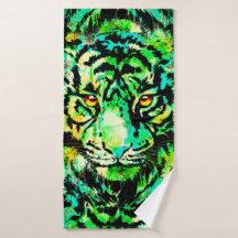 Green Tiger Head - Tiger Artwork – 野生生物