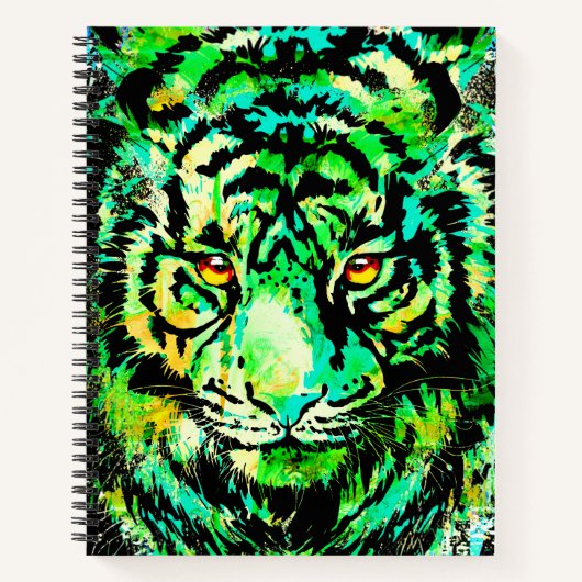 Green Tiger Notebook - Tiger Artwork – 野生生物 ノートブック (正面)