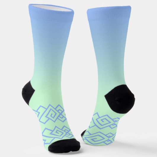 Green to Blue, Greek Pattern, Name ソックス (傾斜あり)