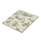 Green Toile Christmas Sleigh Ride Pattern (2) タイル (側面)