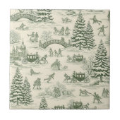 Green Toile Christmas Sleigh Ride Pattern (3) タイル (正面)
