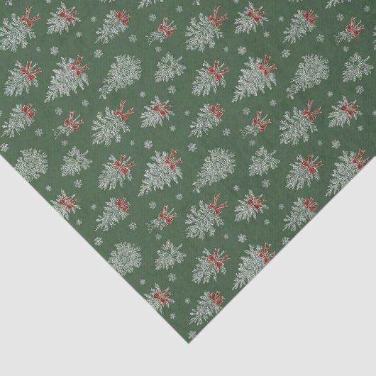Green Toile Christmas Tree Pattern 薄葉紙 (詳細)