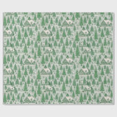 Green Toile Christmas Tree Scenery ラッピングペーパー (フラット)