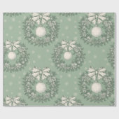 Green Toile Christmas Wreath Pattern ラッピングペーパー (フラット)