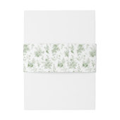 Green Toile Floral Belly Band for Wedding 招待状ベリーバンド (裏面例)