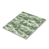 Green Toile Vintage Christmas Village Pattern タイル (側面)