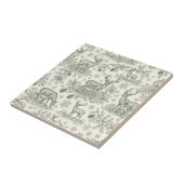 Green Toile Woodland Deer Christmas Pattern (3) タイル (側面)