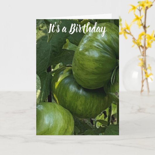 GREEN TOMATO VEGETABLE GARDEN BIRTHDAY CARD カード (黄色い花)