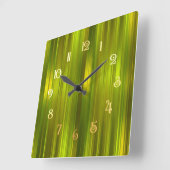 Green Tone Stripes スクエア壁時計 (傾斜)