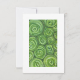 Green toned roses - hand-drawn original art. サンキューカード