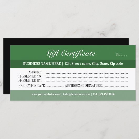 Green Tonesギフト券 (正面/裏面)