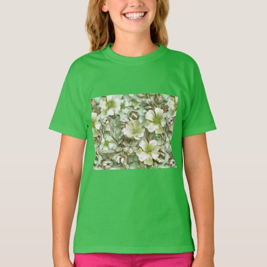 Green tones, Floral Pattern Tシャツ (正面)