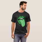 Green Tongue & Lips Shamrock St Patrick's Day Girl Tシャツ (正面フル)