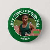 Green Track & Field Photo High School Athlete 缶バッジ (正面)