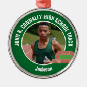 Green Track & Field Photo High School Christmas メタルオーナメント (正面)