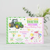 Green Tractor and Unicorn Joint Birthday 招待状 (スタンド正面)