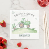 Green Tractor birthday napkins スタンダードランチョンナプキン (インサイチュ)