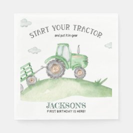 Green Tractor birthday napkins スタンダードランチョンナプキン