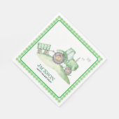 Green Tractor birthday napkins checkered gingham スタンダードランチョンナプキン (角)