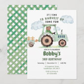 Green Tractor Boys Any Age Birthday Photo Invitati 招待状 (正面/裏面)