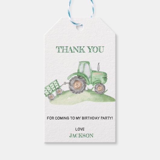 Green Tractor Farm birthday ギフトタグ (正面)
