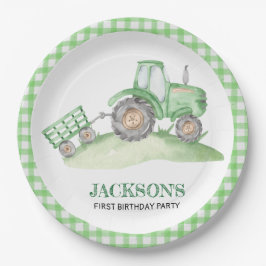 Green Tractor Farm birthday paper plates ペーパープレート
