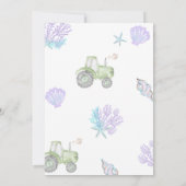 Green Tractor & Mermaid Siblings Joint Birthday 招待状 (裏面)