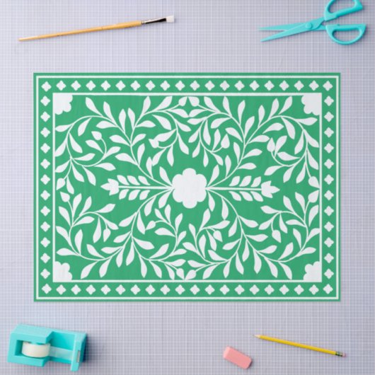 Green Traditional Bone Inlay Decoupage Paper 薄葉紙 (クラフト)