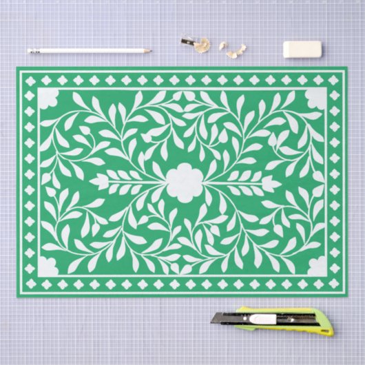 Green Traditional Bone Inlay Decoupage Paper 薄葉紙 (クラフト)