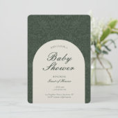 Green Traditional Floral Arts and Crafts Shower 招待状 (スタンド正面)