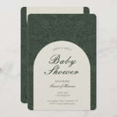 Green Traditional Floral Arts and Crafts Shower 招待状 (正面/裏面)