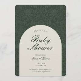 Green Traditional Floral Arts and Crafts Shower 招待状