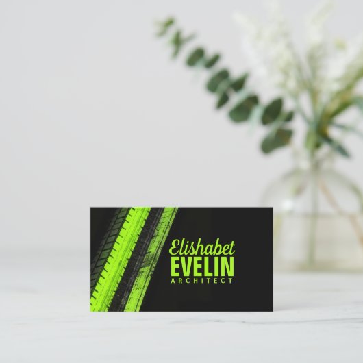 Green Tread Paths on Black Backdrop 名刺 (スタンド正面)