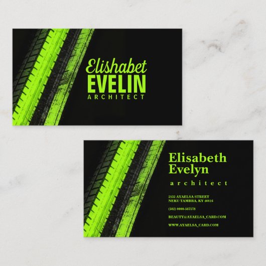 Green Tread Paths on Black Backdrop 名刺 (正面/裏面)