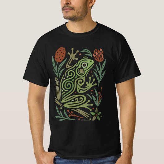 Green Tree Frog Australian Wildlife Tattoo Art Tシャツ (正面)