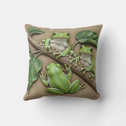 Green Tree Frogs Throw Cushion クッション (裏面)