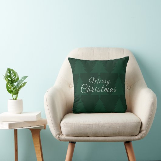 Green Tree "Merry Christmas" Throw Pillow クッション (椅子)