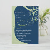 Green Tree Swirls on Midnight  Wedding Invitation 招待状 (スタンド正面)