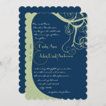 Green Tree Swirls on Midnight  Wedding Invitation 招待状<br><div class="desc">Moody Green Tall Tree Swirls Blue Sky Wedding Invitation</div>