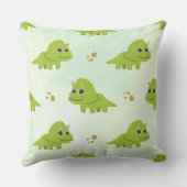 Green Triceratops Baby Boy Nursery Throw Pillow クッション (裏面)