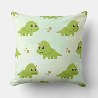 Green Triceratops Baby Boy Nursery Throw Pillow クッション