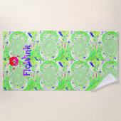Green Trippy Funky ビーチタオル (正面)