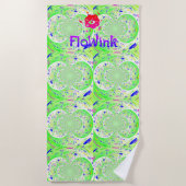 Green Trippy Funky ビーチタオル (正面)