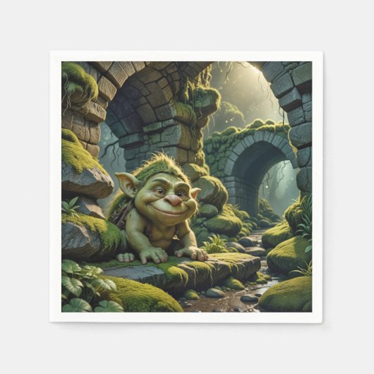 Green Troll Under a Stone Bridge スタンダードカクテルナプキン (正面)
