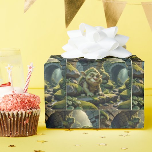 Green Troll Under a Stone Bridge ラッピングペーパー (誕生日パーティー)