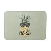 Green Tropical Aloha Pineapple with Sunglasses バスマット (正面)
