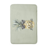 Green Tropical Aloha Pineapple with Sunglasses バスマット (正面縦)